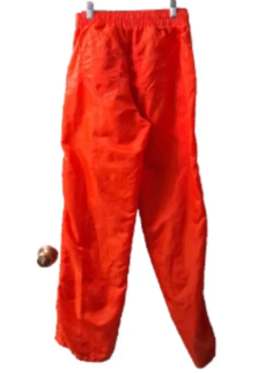 Women's Size S Orange Zipper Drawstring Waist Nylon Parachute Joggers Pants - Picture 2 of 4